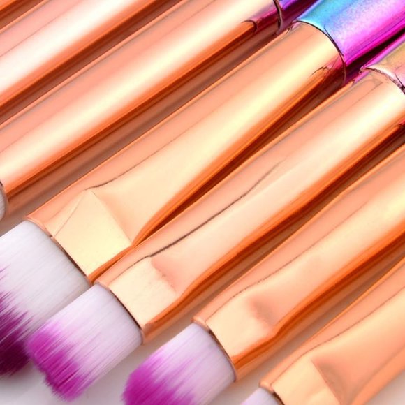 10 Piece Diamond Mermaid Make Up Brush Set Rainbow - Picture 6 of 6